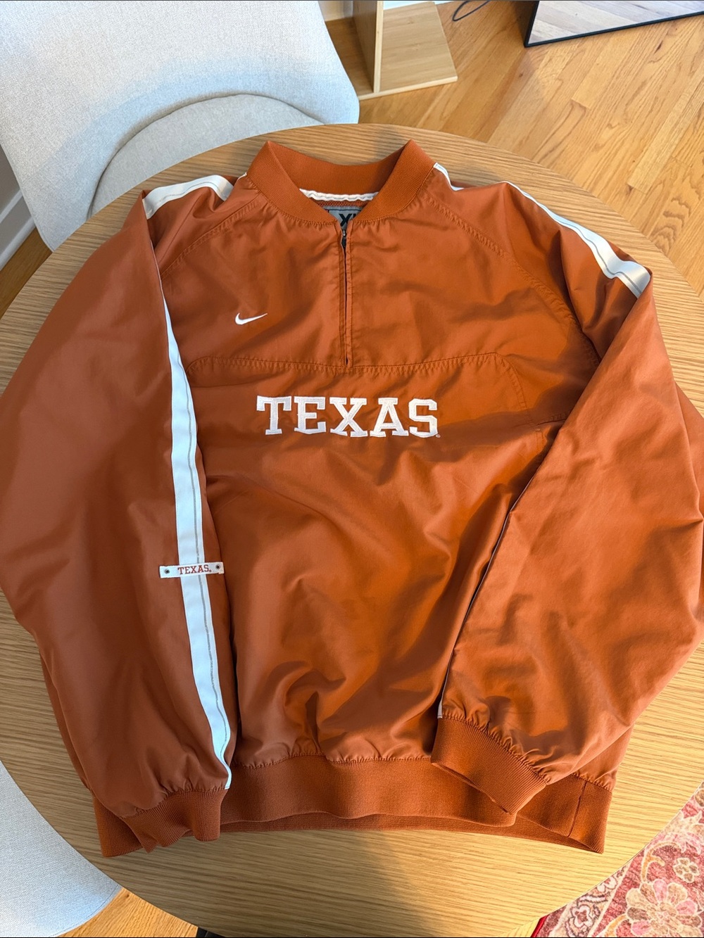 Nike Men's Texas Pullover Windbreaker — Burnt Orange with White